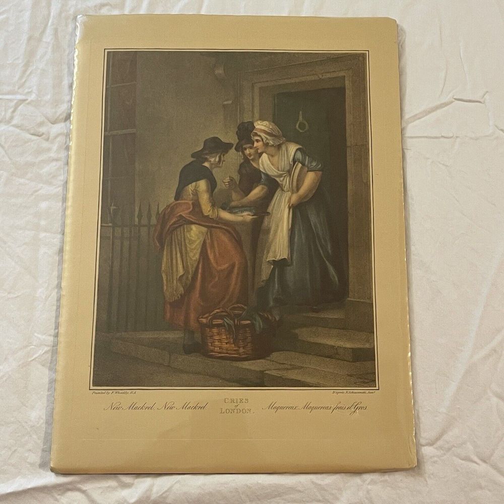 Vintage Cries Of London Colored Print New Mackrel New Mackerel Francis Wheatley